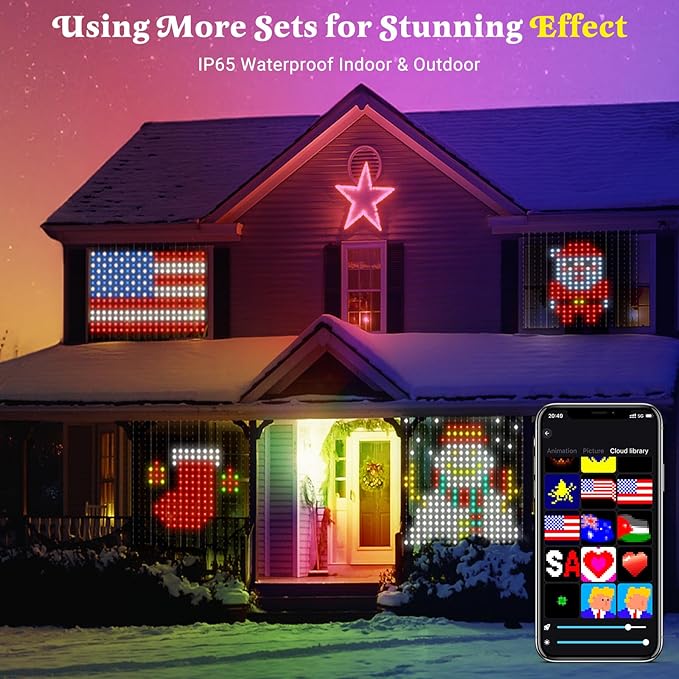 Smart Curtain Lights, Color Changing 400 LED Curtain Lights 6.6 * 6.6 FT, RGB DIY String Fairy Light for Bedroom Backdrop Party Indoor Outdoor Easter Decoration (APP +Remote Control)