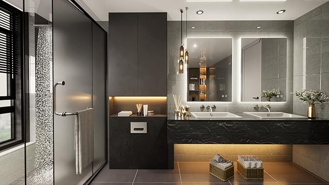 TETOTE Backlit Mirror for Bathroom, 20x28 Inch Vanity Mirror with Light, LED Anti-Fog Bathroom Mirrors, Modern Dimmable, CRI90+, Waterproof Lighted Mirror, Horizontal/Vertical Wall Mirror