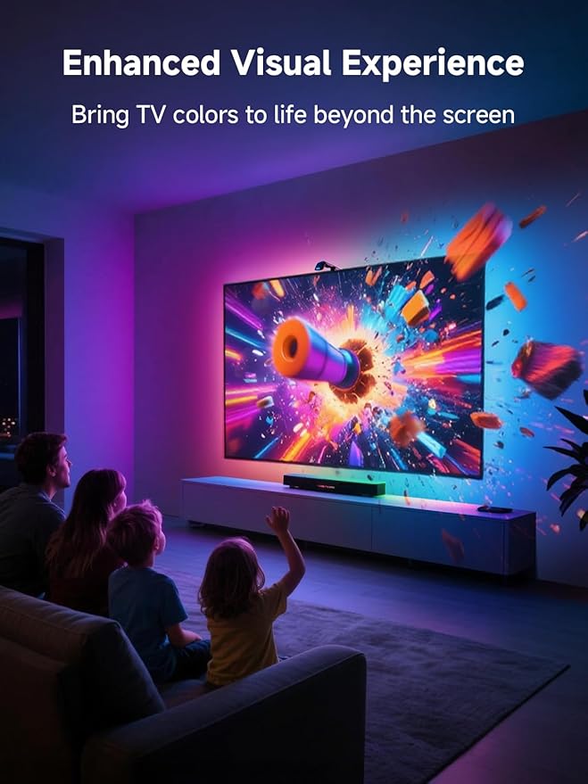 TV LED Backlight Sync to Screen, 13.7ft LED Lights for 45-65 Inch TVs & PC Monitors, Smart App Control TV Lights That Change with TV, Backlight with Camera, Music Sync Strip Lighting