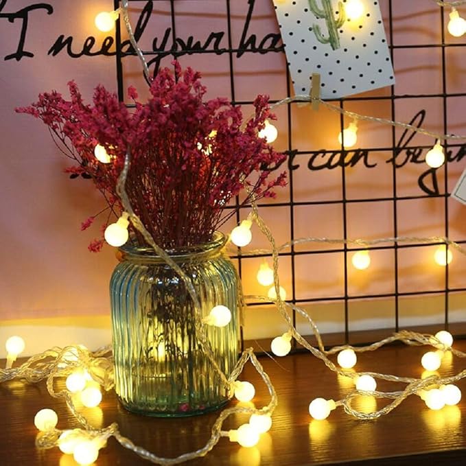 Merdeco Globe, Plug in String Lights 10ft/3m 20 LED Bulb Warm White Fairy Lights for Birthday/Christmas/Wedding/Party Indoor Outdoor Decoration