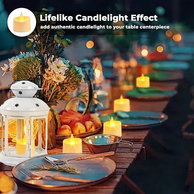 Realistic Flameless Tea Lights - 50 Pack Mega Bulk Set with Dancing Flicker, Heavy-Duty LED Votives for Weddings, Events & Home Decor (Ivory Base, 50 Pack)