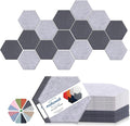 Mollywell Hexagon Acoustic Panels 14x12 - Reduce Echo & Reverb, Noise Blocking Wall Tiles for Studio & Home Office, Moon & Silver Gray Sound Absorbing Panels