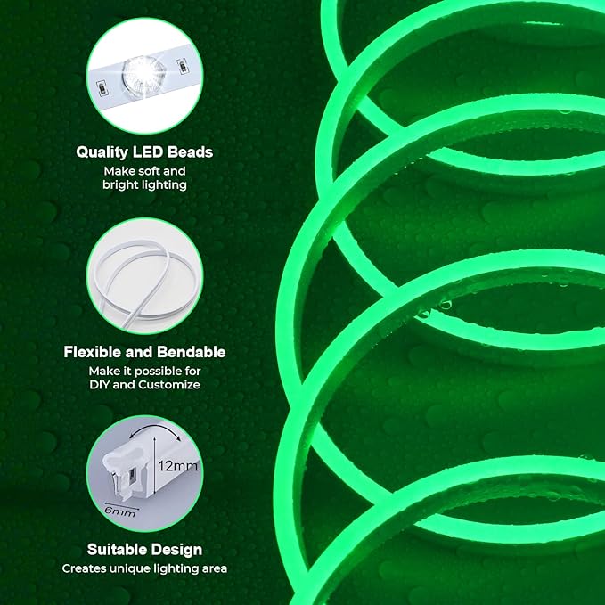 LUXONIC Neon LED Strip Light, 16.4Ft Waterproof RGB Light Strip with App/Remote Control,24V Flexible Rope Lights, Multiple Mode,Music Sync Gaming,Suitable for Indoor Outdoor Decoration
