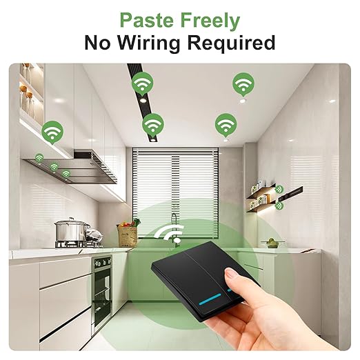 RGBZONE Wireless Remote Light Switch and Receiver Kit, No Wiring, 100ft RF Range, Pre-Programmed, Expandable Wireless On/Off Switches for Ceiling Lights, Lamps (Black)