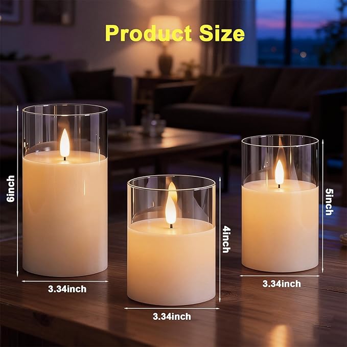 3-Pack Rechargeable Flameless Candles with Remote Control and Timer Function, 3D Realistic Flickering Flames, USB Battery Powered for Christmas Home Decoration Wedding Party Holiday