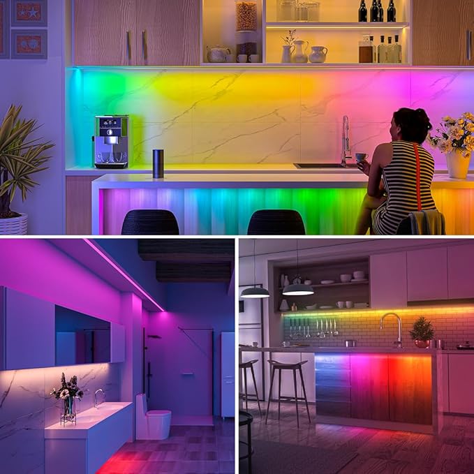 BTF-LIGHTING FCOB IP66 WS2811 IC RGB COB LED Strip 24FT DC24V 576LED/m Flexible High Density Color Chasing Uniform Light 16IC/m 10mm Width for Indoor Lighting Project(No Adapter or Controller)