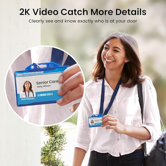 aosu Doorbell Camera Wireless- Head-to-Toe View, 2.4GHz WiFi Video Doorbell with Chime, Support Local Storage,Smart Human Detection, Works with Alexa &Google Assistant