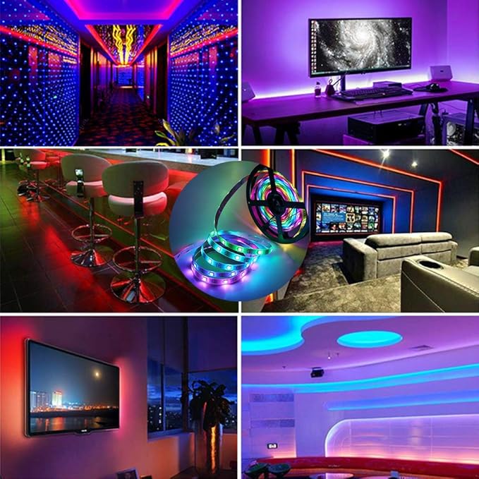 WS2812B LED Strip Individual Addressable Light 16.4FT 60Pixels/m 300Pixels Dream Color SMD 5050 LED Pixel RGB Strip IP67 Waterproof DC5V (White PCB)