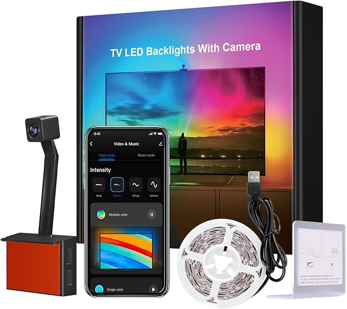 GUPUP TV LED Backlight with Screen Sync, 12.5FT BGRIC Color-Changing Strip for 55-65 TVs, Smart Backlighting with Music Sync & App Control, Lights That Sync to TV Picture
