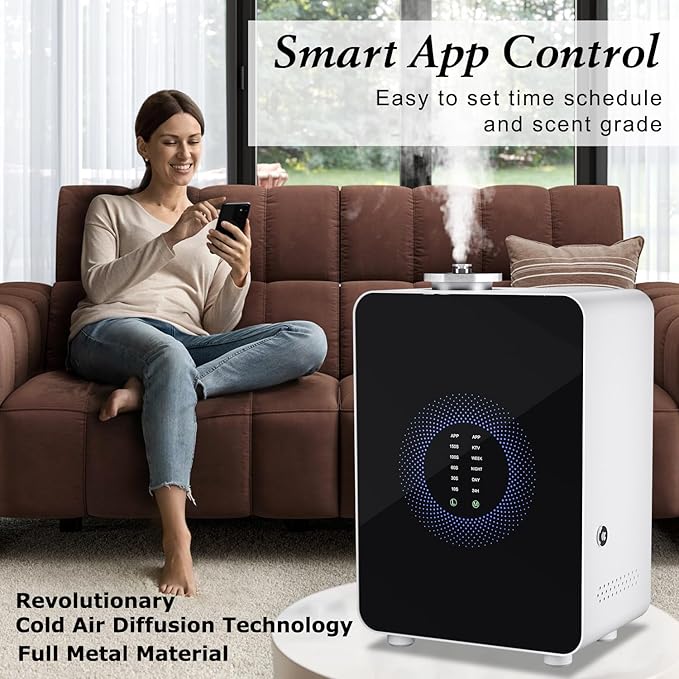 HVAC Scent Diffuser Cover Up to 3500 Sq. Ft, Best Hotel Scent Diffuser with Power Cold Air Technology, Scent Air Machine for Home, Commercial Waterless Aromatherapy Diffuser for Large Room - White