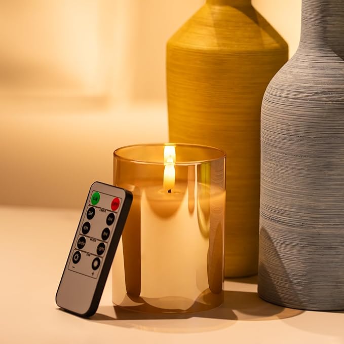 Flameless Candles, Battery Operated Candles LED Pillar Candles with Remote 10-Key Control and Timers for Indoor Home Fireplace Decor Wedding Festival Halloween Decorations, H 4" 5" 6", Set of 3