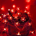Battery Lighted & USB Plug in Fairy Flower String Lights, 9.8 ft 30 LED Cute Cherry Blossom Lights with Timer Indoor Bedroom Party Wedding Christmas Easter Tree Branch Hanging Decorations (Red)