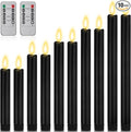10 Pcs Flameless Taper Candles with Remote Battery Operated Taper Candles Include 6.5'' 7.7" 8.9" 10" 11.2" Fake LED Electric Candle Sticks for Valentine's Day Home Wedding Decor (Black)
