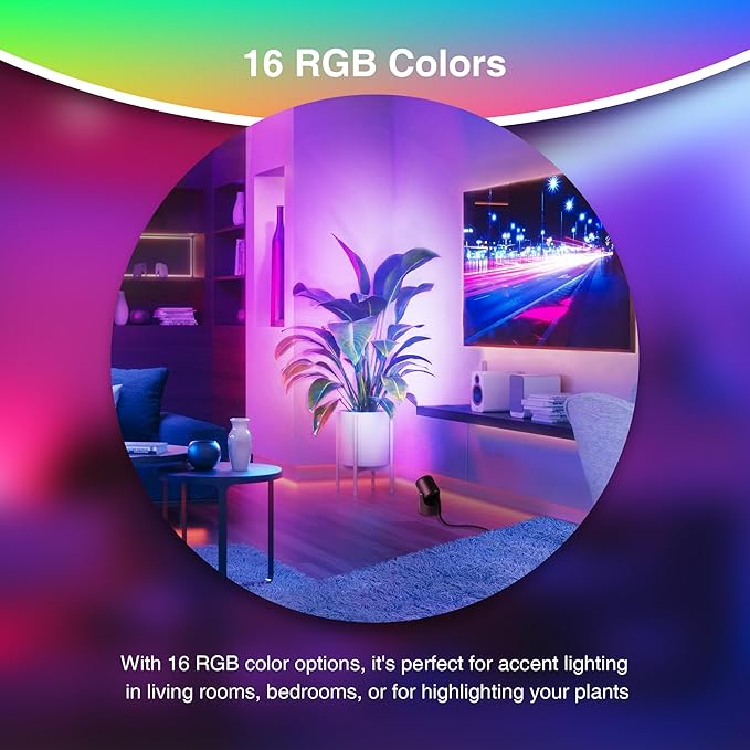 RGBW Christmas Spot Lights Indoor 6W Up Lights Indoor with Remote Control 16 Color Changing Uplighting Indoor 120V LED Spotlight Indoor Dimmable Uplights Indoor for Parties Plant Decor, 2 Pack