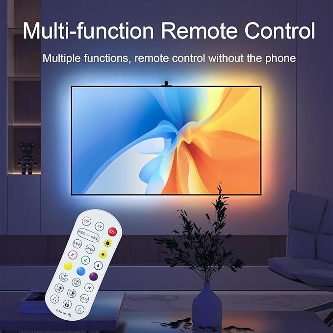 Smart TV LED Backlight Color Picking Device, 12.4ft LED Strip Lights for 50-60 inch TVs, Syncs to Screen & Music, App Control
