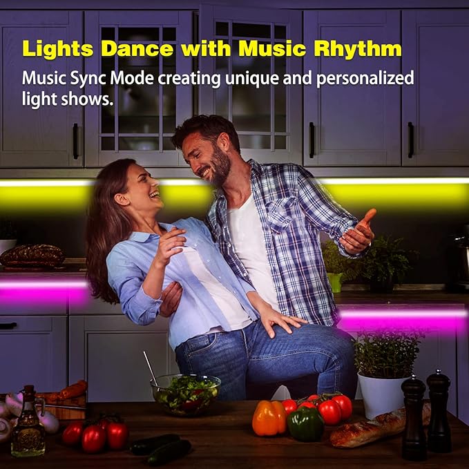 KEXU LED Lights for Bedroom 100 ft Voice Control Smart WiFi LED Lights Compatible with Alexa Google Home Music Sync Color Changing LED Strip Lights for Room Décor…