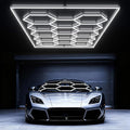 Hexagon Garage Lights: 579W 14 Grids Hexagon Led Lights, 6500K Ultra Bright Hex Light, Honeycomb Light for Garage, Shop, Basement, Barber, Homegym