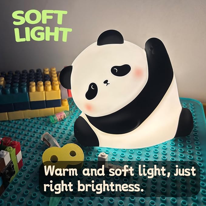 Cute Panda Silicone Night Light, 3-Level Dimmable Soft Light, Timed, Rechargeable, Bedside Touch Lamp, Creates a Cozy Ambiance, Ideal Decoration and Gift for Kids, Boy, Girl, and Friend