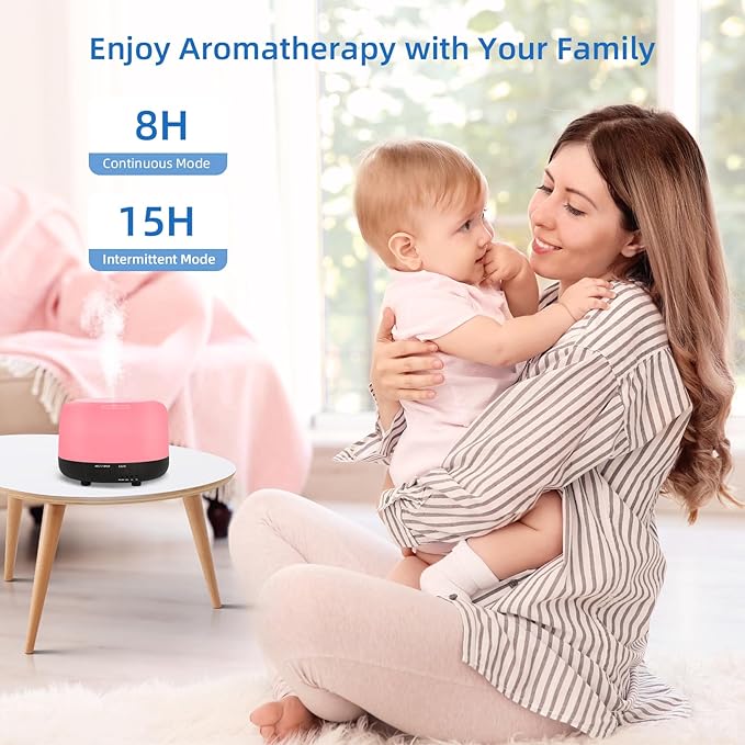 300ML Essential Oil Diffuser, Electric Ultrasonic Aromatherapy Air Humidifier vaporiser, Aroma Diffuser with Remote Control 7 LED Light Colors Waterless Auto-Off.
