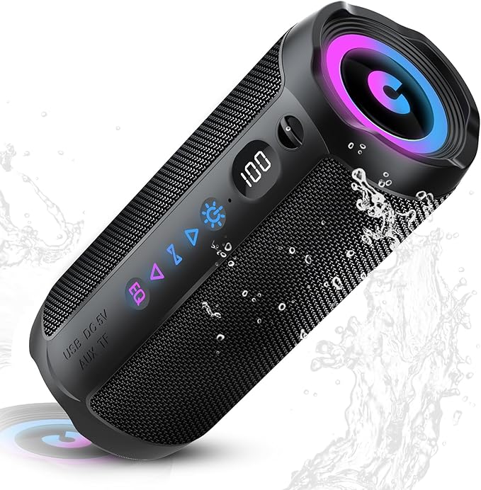 Portable Bluetooth Speaker, Bluetooth 5.4 Speaker,30W Dual Speaker with LED Display, Deep Bass, 30H Playtime, Colorful RGB Lights, IPX7 Waterproof,TWS pairing for Outdoor/Home/Party/Travel,Gift Ideas