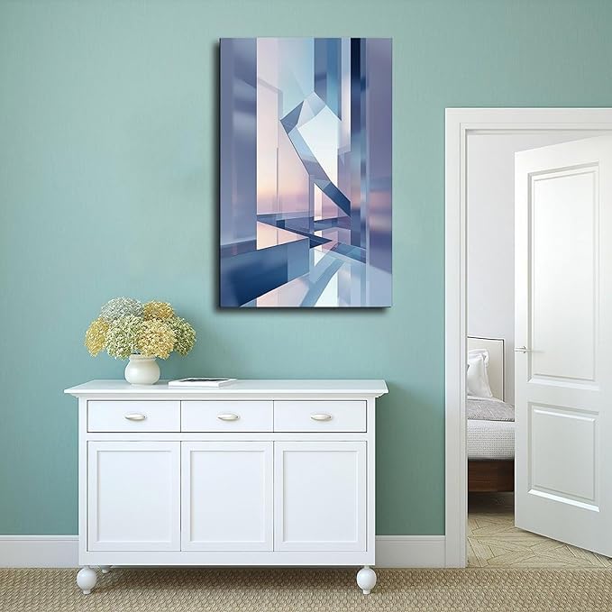 Futuristic Minimalist Wall Art – Abstract Digital Geometry Print – Modern Tech-Inspired Home Decor for Office & Living Room Poster for Room Aesthetics Canvas Wall Art Poster And Print 24x36inch(60x90c