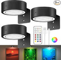 3Pack Picture Lights for Wall, RGB Color Changing Led Art Display Light with Rechargeable Battery Operated, Magnetic Painting Light with Remote Control, Wireless Home Wall Decorative Lighting, Black