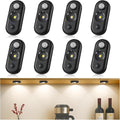 LED Motion Sensor Puck Lights, Small Rechargeable Under Cabinet Light, Dimmable Daylight White Closet Lights, Wireless Under Cabinet Lighting for Drawer, Kitchen (8 Pack, Black)