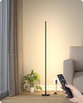 Corner Lamp, Minimalist LED Lamp with Remote Control, Dimmable Corner Light, Corner Floor Lamp Perfect for Living Room, Bedroom, Home Office, 7 Color Temperature 3000K-6000K (Black, 1 Pack)