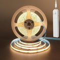 5V Motion Sensor COB LED Strip Lights 2P,Time-Delay and Brightness Adjustable,Two Power Supply Options: Batteries(Not Included) or USB,6.56FT/2M,Warm White 3000K,320LED/M,for Kitchen Cabinet