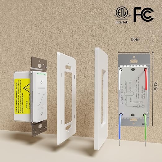 Smart Dimmer Light Switch, Single Pole, Alexa Compatible, No Hub Required, White, Toggle Switch, ON-OFF-ON Operation