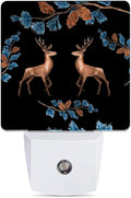 Retro Deers Night Light, Pine Branches Night Lights Plug into Wall Decor for Bedroom, Bathroom, Hallway, Kitchen, Dusk to Dawn Sensor Nightlights for Girls Women Room Gifts