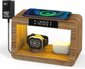Bamboo Charging Station for Multiple Devices, 15W Fast Wireless Charger Night Light with 3 Color& 4 Adjustable Brightness, Night Stand Charger Station for iPhone/iWatch/AirPods (6955)