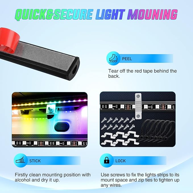 Nilight Truck Bed Light Strip RGB-IC LED Bar for Pickup Multi Dream Color DIY Music Synchronous with APP and RF Remote Control 2PCS 60 inch Cargo Lighting