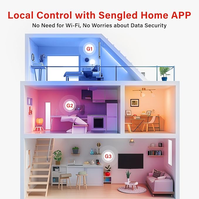 Sengled Dual Mode Smart Light Bulbs with Remote & App Control, Color Changing Bulbs, RGBW LED Light Bulbs 2700K-6500K Dimmable, 60W, Local Group Control (4P No Remote, No Support Alexa & Google)