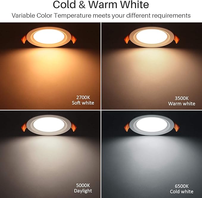 Smart LED Recessed Lighting, 4 Inch Dimmable Can Lights, 10W 800LM WiFi Recessed Light Fixtures with J-Box Compatible with Alexa/Google/Siri