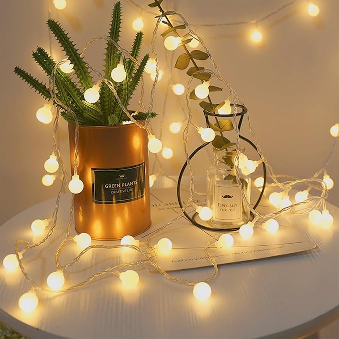 USB & Battery Operated Globe String Lights, 19.6 ft 40 LED Lighted Fairy Aesthetic Frosted Ball Bubble Light for Apartment Balcony Bedroom Dorm Classroom Indoor Outdoor Decir, Warm White