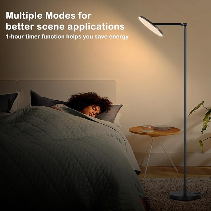 Floor Lamps for Living Room, 30W Super Bright LED Standing Lamp, Stepless Dimmable Tall Torchiere Lamp with Remote & Touch Control, Modern Floor Lamp for Bedroom & Office -Black
