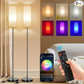 FRIDEKO HOME 2 Pack Floor Lamps for Living Room, Dimmable Colors Temperature & Brightness, Modern Floor Lamp with Remote, Tall Standing Lamps for Living Room Bedroom Office, Beige Shade 9W Smart Bulb
