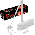 PrimeWare DC-600 Automatic Adjustable Door Closers for Home | Soft Close, No Slam | Residential and Commercial Door Closer | Level 1-6 | for Doors Weighing 30-300 lbs | Hydraulic Door Spring - White