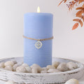 LumiPur Signature Coastal Collection Natural Glow Flickering Flameless LED Wax Pillar Candle (3.5" x 7", Powder Blue)