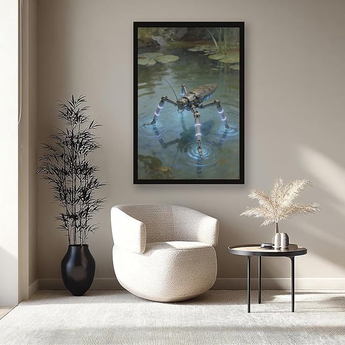 Framed Modern Sci Fi Wall Art for Living Room And Studio Futuristic Minimalist Decor 20x30in