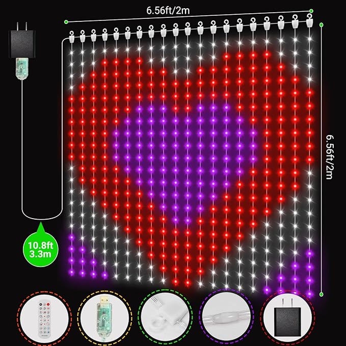 Smart Curtain Lights, Color Changing 400 LED Curtain Lights 6.6 * 6.6 FT, RGB DIY String Fairy Light for Bedroom Backdrop Party Indoor Outdoor Easter Decoration (APP +Remote Control)