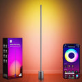 Ailofy Corner Floor Lamp, 1500lm RGBW LED Lamp, Alexa & Google Assistant Compatible, 16 Million DIY Colors, Music Sync, App Control, Modern Smart Floor Lamp for Living Room, Bedroom, Silver Grey
