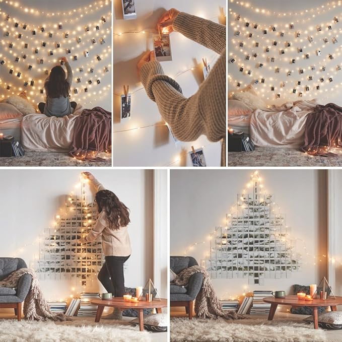 RUICHEN 20 Ft 120 LED USB Fairy String Lights with On/Off Switch, Waterproof Copper Wire Lights for Bedroom Wall Ceiling Wreath Crafts Christmas Wedding Party, Warm White