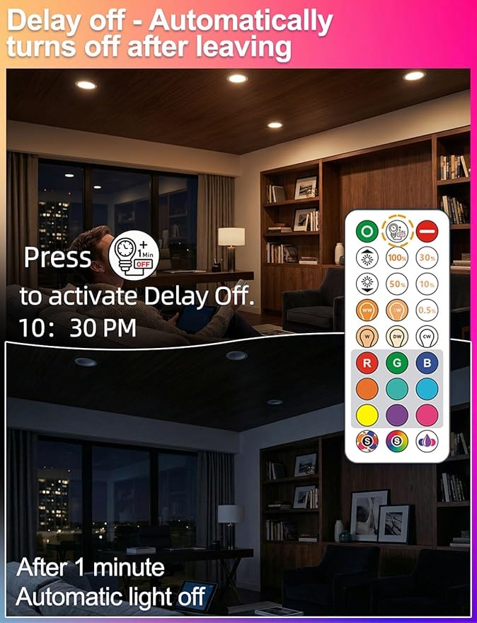 ILC BR30 LED Flood Light Bulbs, Color Changing Light Bulbs, 5 Color Temperature Tunable Indoor, with Remote Control (12 Pack)