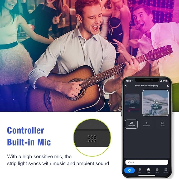 Led Strip Lights Sync,Led Lights for TV,RGB Music Sync Color Changing LED Light with Smart App/Voice Control,TV LED Back Light with HDMI Sync Box,Lighting Home Decoration (Size : 43")