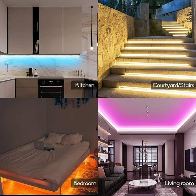 GIDEALED 16.4ft RGBW LED Light Strip, 300LEDs Indoor Multicolor Ambiance, DC12V Flexible Tape Lights