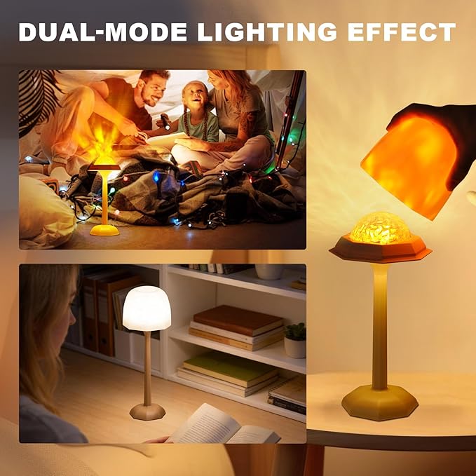 Rechargeable Table Lamp with Remote Control, 16 Color Changing LED Night Light with Water Ripple Projection, Adjustable Brightness for Bedroom, Office, Home Decor
