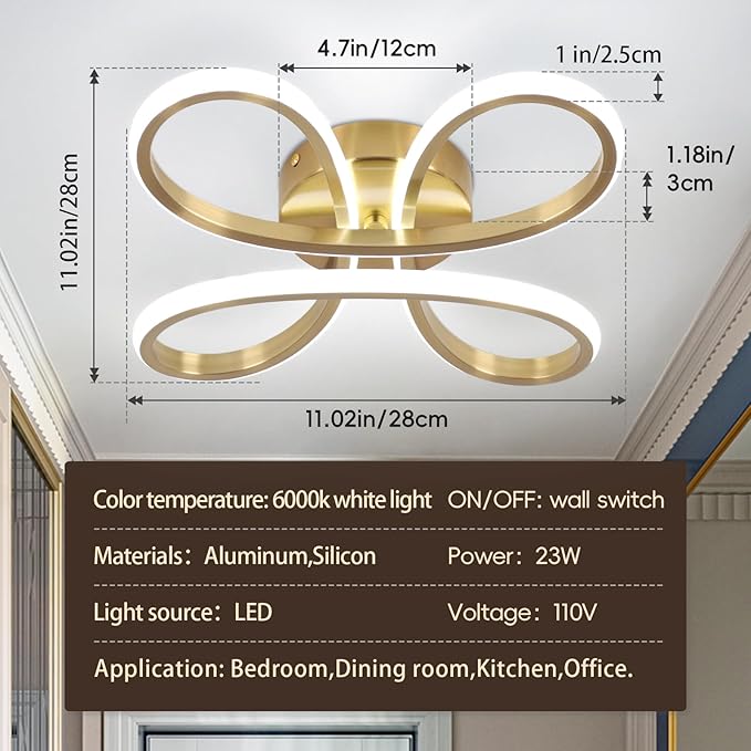 ADISUN Modern LED Ceiling Light, 6000K Semi Flush Mount Ceiling Light Fixture, Modern Ceiling Lights for Hallway Bedroom Corridor Aisle Bathroom Indoor Ceiling Lamp (L14.56*W14.56*H2.4)