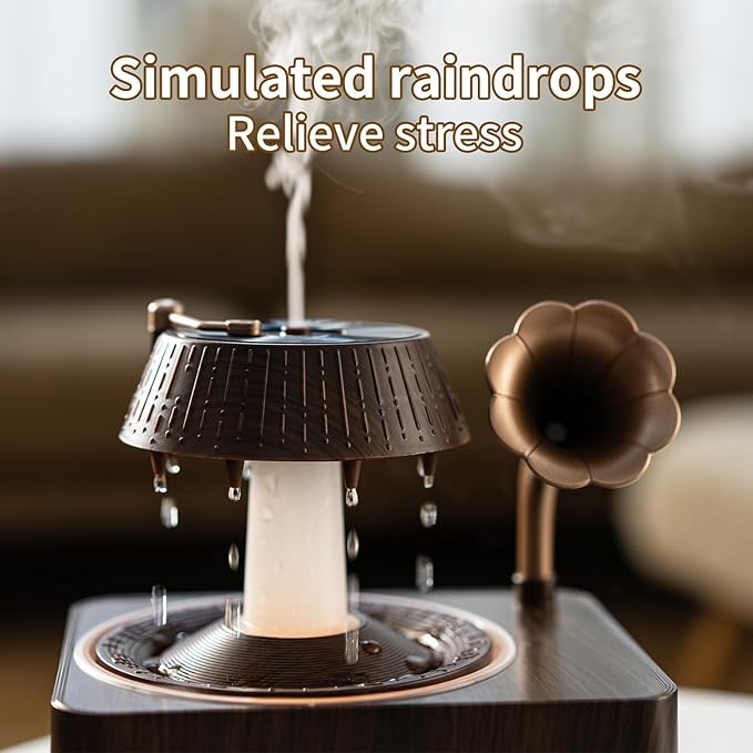 Aromatherapy Diffuser Oil Humidifier with Essential for Home, 250ml Rain Ultrasonic Aroma Diffuser. 7 Colors Light Waterless Auto Off with Remote Control for Large Room Office, Dark Wood Grain Gifts